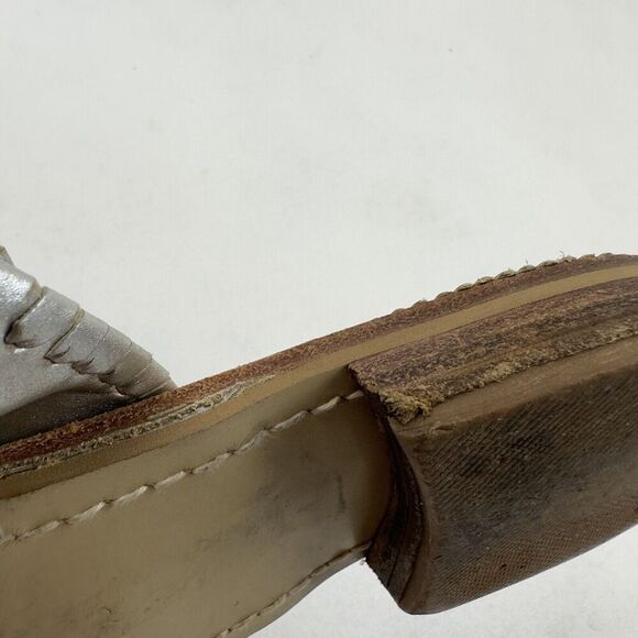 Jack Rogers Palm Beach Navajo Sandals Thong Flip Flops Metallic Silver Sz 7M - Picture 7 of 7